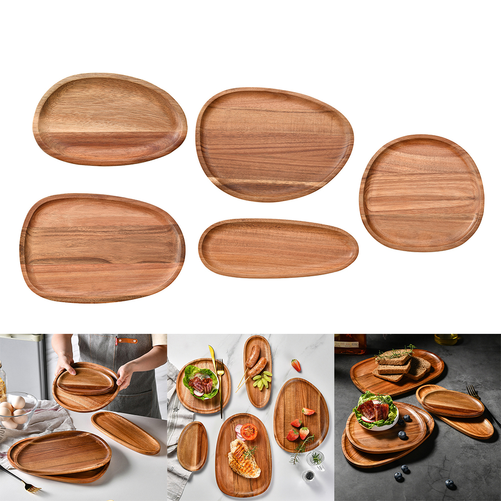 Travertine Tray Oval - Wood Dinner Plates Irregular Oval Serving