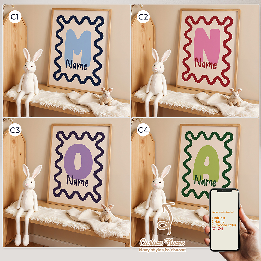 Interior Design Living Room - Personalized Custom Name Cartoon Child Striped