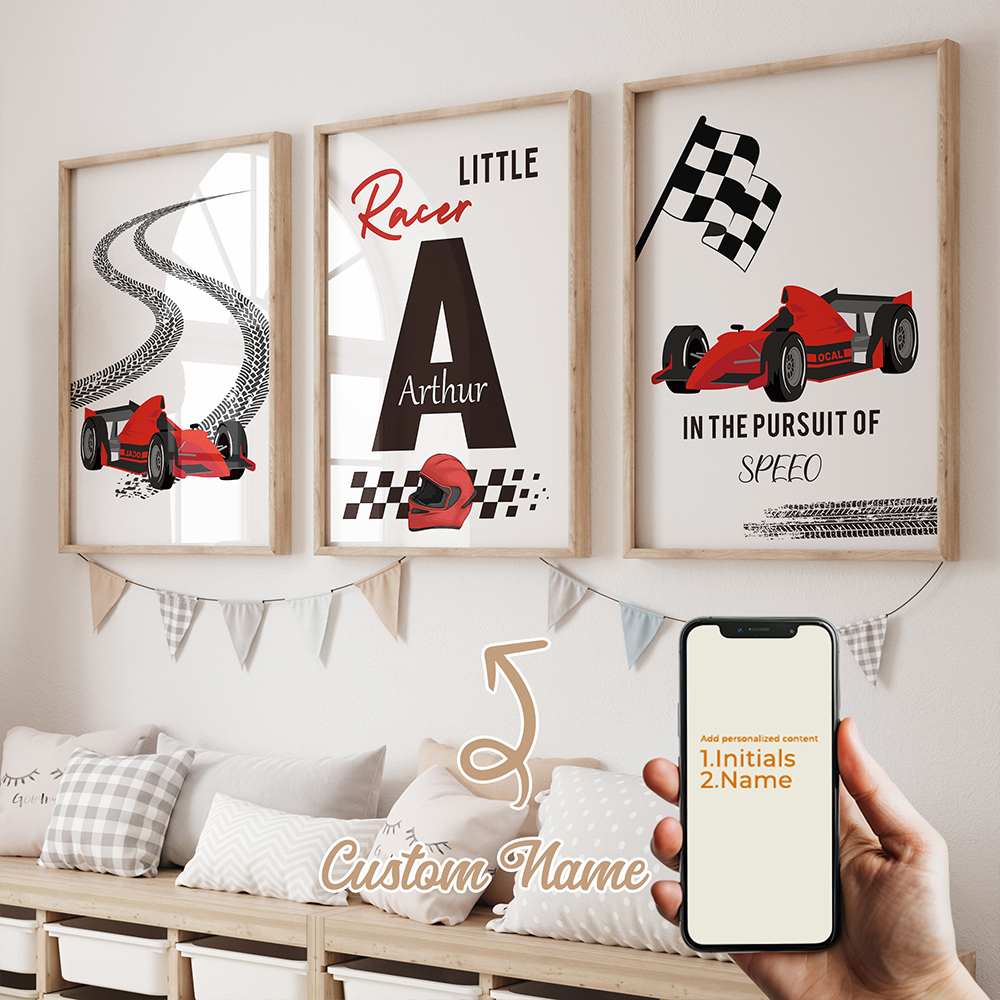 Interior Design Living Room - 3pcs Personalized Custom Name Cartoon Child
