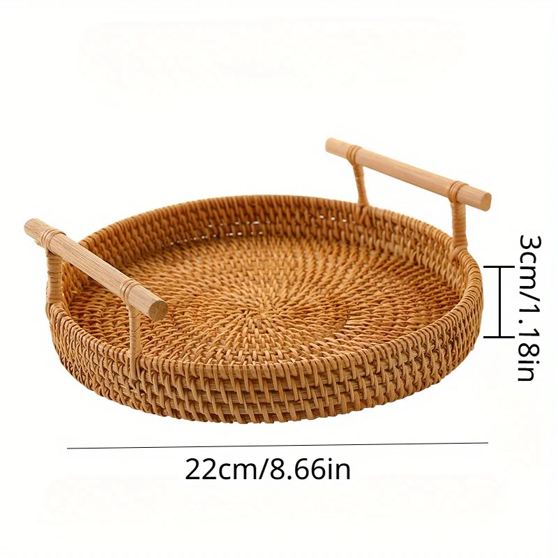 Basket, Handmade Wicker Servin - Rattan Tray Handle 评论和价格