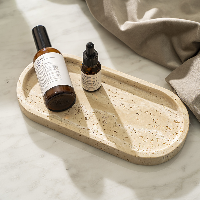Travertine Stone Tray for Bath - Travertine Tray Oval 评论和价格