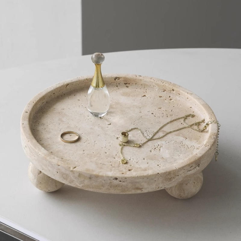 Retro Natural Marble Tray Deco - Travertine Tray Oval 评论和价格
