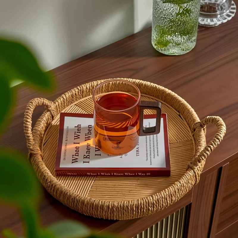 Handwoven Rattan Tray with Han - Rattan Tray Handle 评论和价格