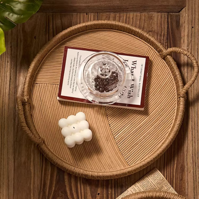 Handwoven Rattan Tray with Han - Rattan Tray Handle 评论和价格