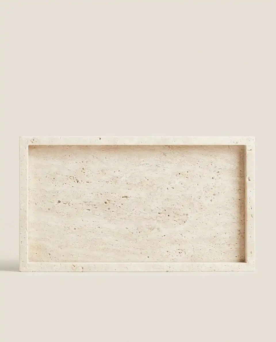 Wabi-Sabi Style Yellow Travert - Travertine Tray Oval 评论和价格