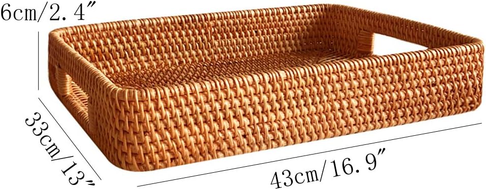 17 Inch Oversize Handmade Rect - Rattan Tray Handle 评论和价格