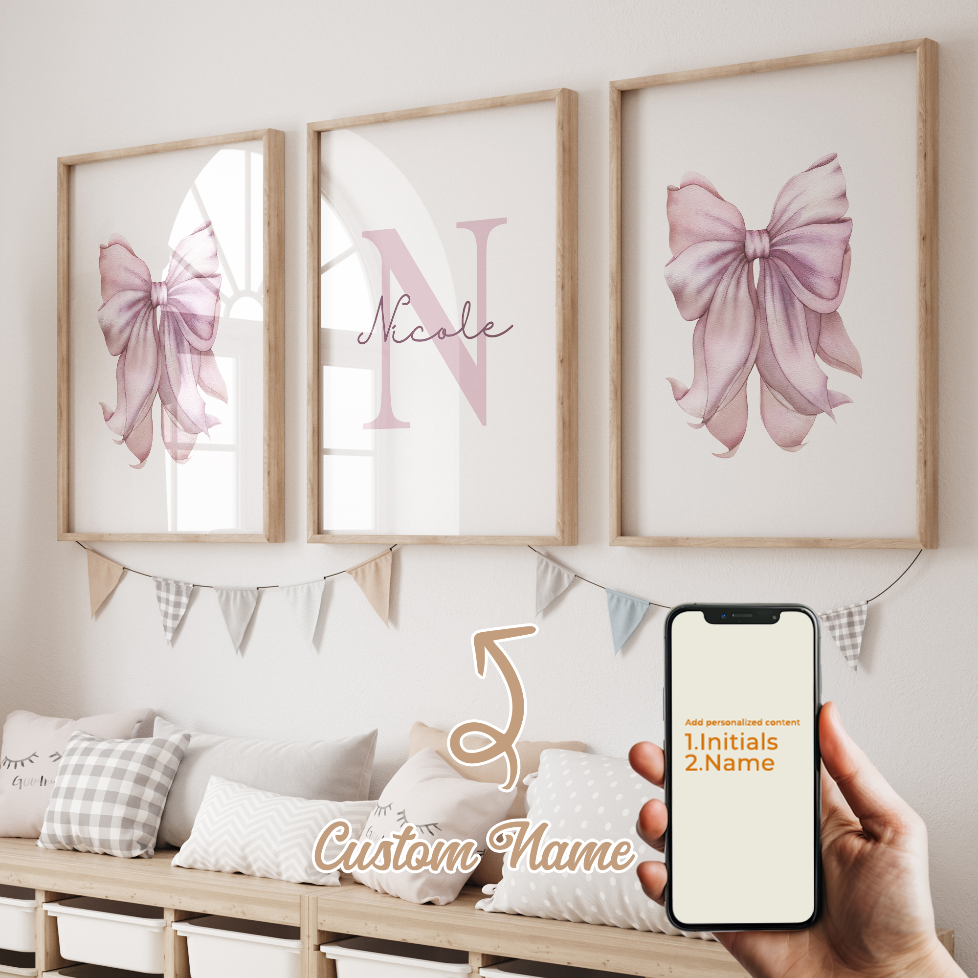 3pcs Personalized Custom Name  - Interior Design Living Room 评论和价格
