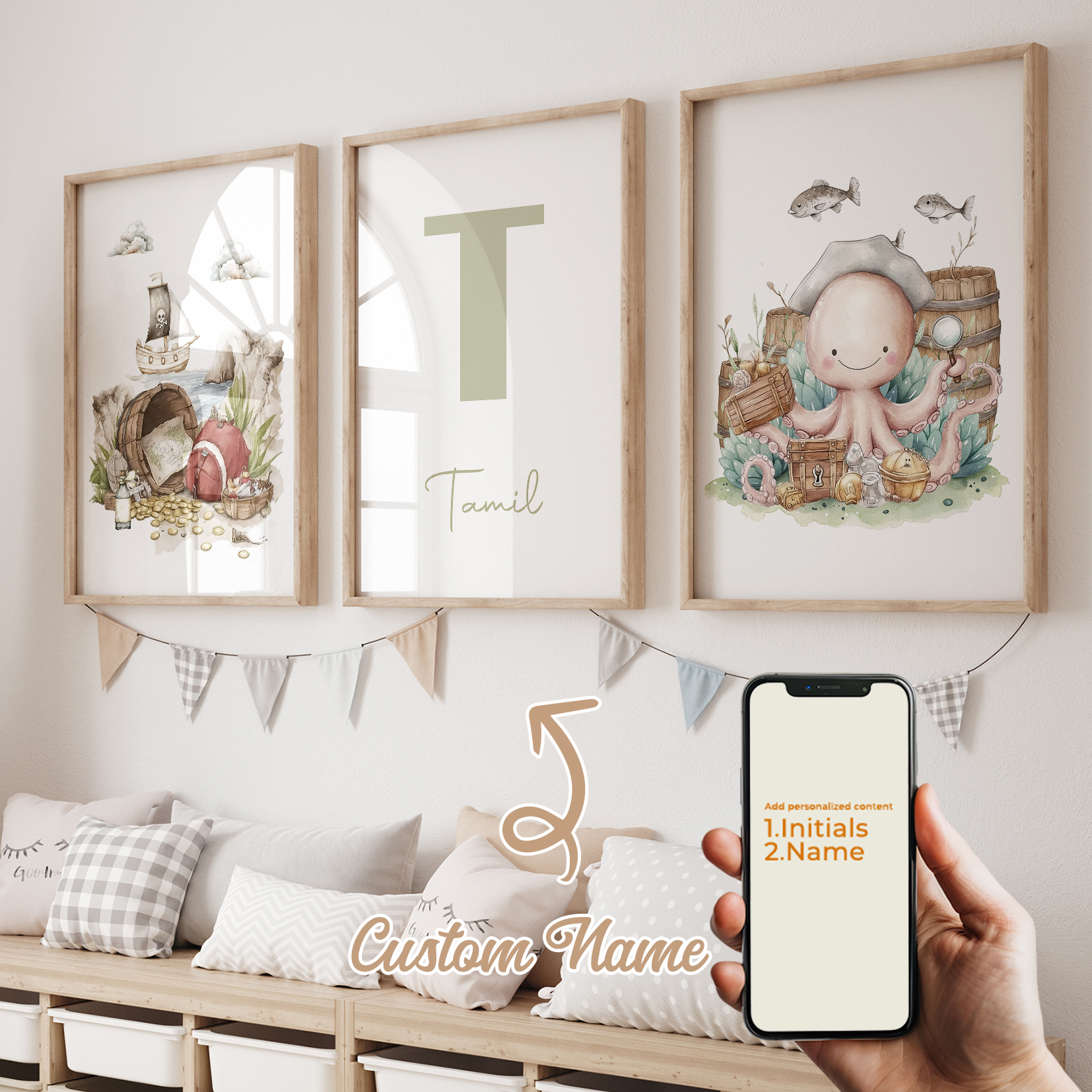 3pcs Personalized Custom Name  - Interior Design Living Room 评论和价格