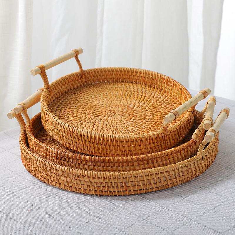 【NN71】Dinner Serving Tray Brea - Rattan Tray Handle 评论和价格