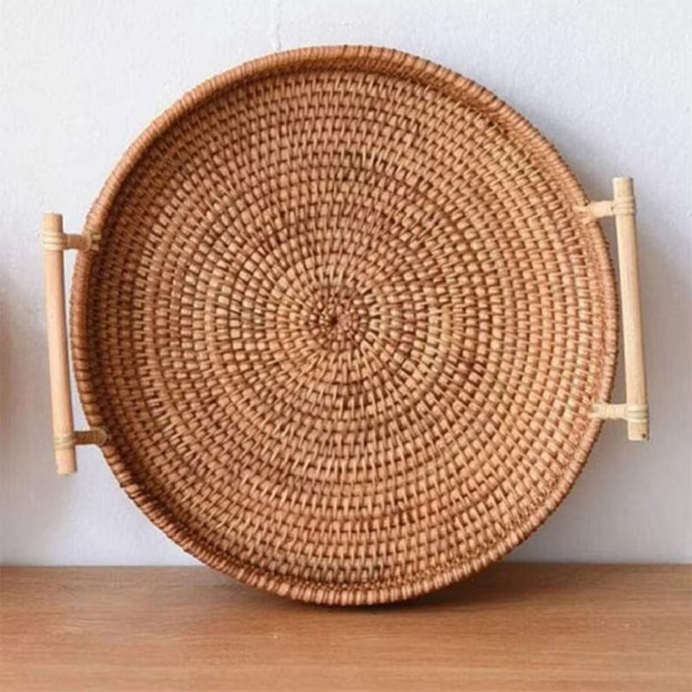 Handwoven Handmade Rattan Tray - Rattan Tray Handle 评论和价格