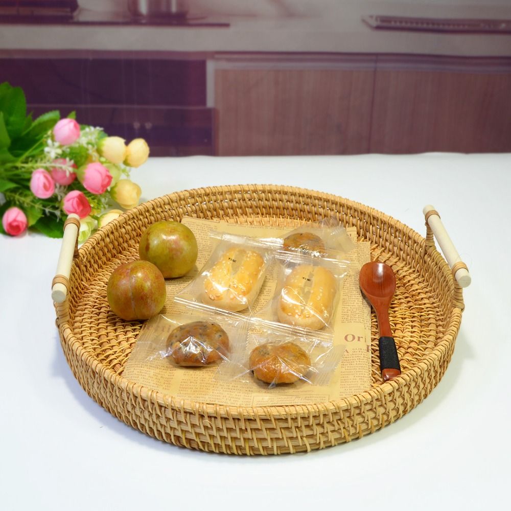 Handwoven Handmade Rattan Tray - Rattan Tray Handle 评论和价格