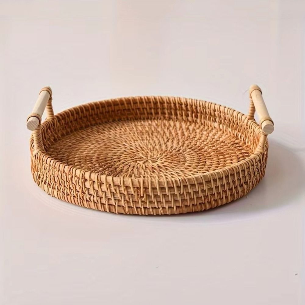Handwoven Handmade Rattan Tray - Rattan Tray Handle 评论和价格