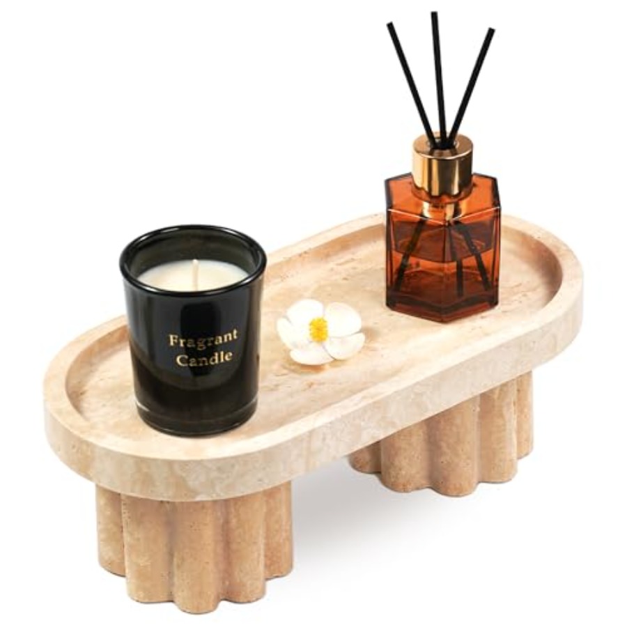 Travertine Marble Perfume Tray - Travertine Tray Oval 评论和价格