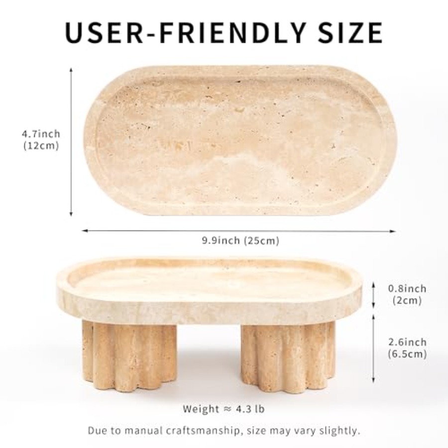 Travertine Marble Perfume Tray - Travertine Tray Oval 评论和价格