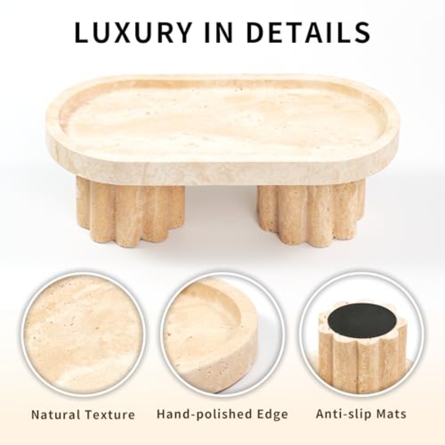 Travertine Marble Perfume Tray - Travertine Tray Oval 评论和价格