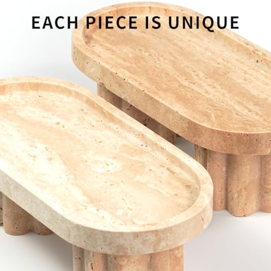 Travertine Marble Perfume Tray - Travertine Tray Oval 评论和价格