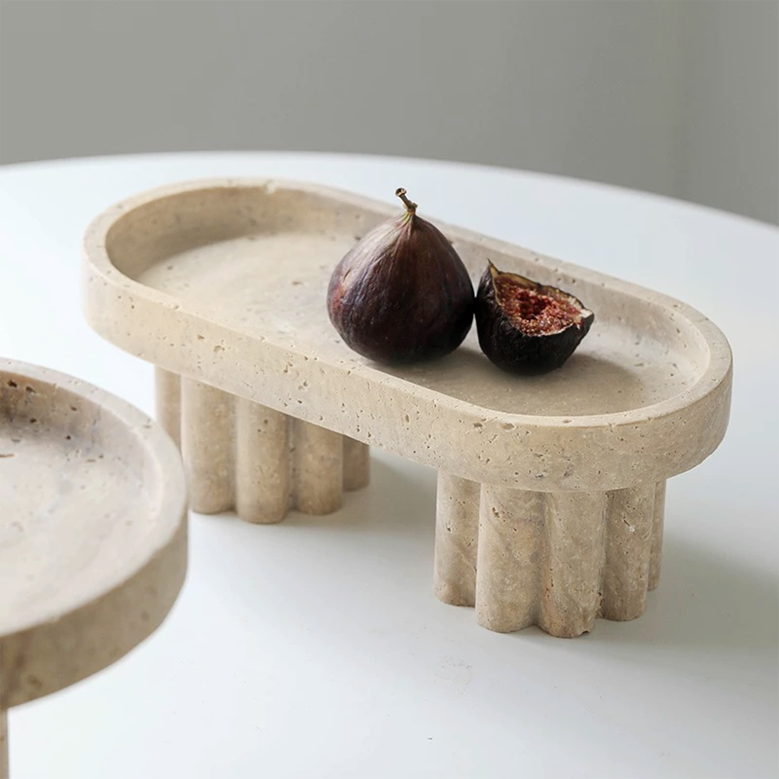 Natural travertine oval tray,  - Travertine Tray Oval 评论和价格