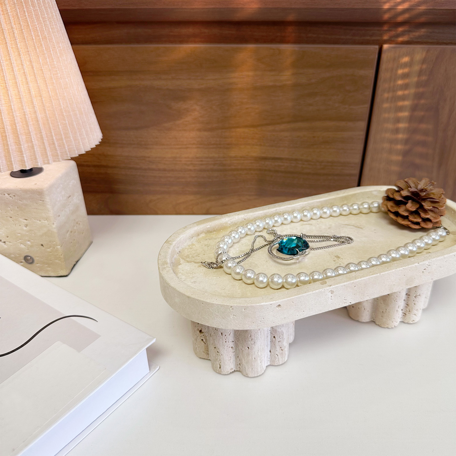 Natural travertine oval tray,  - Travertine Tray Oval 评论和价格