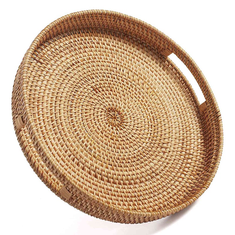Round Rattan Serving Tray Deco - Rattan Tray Handle 评论和价格