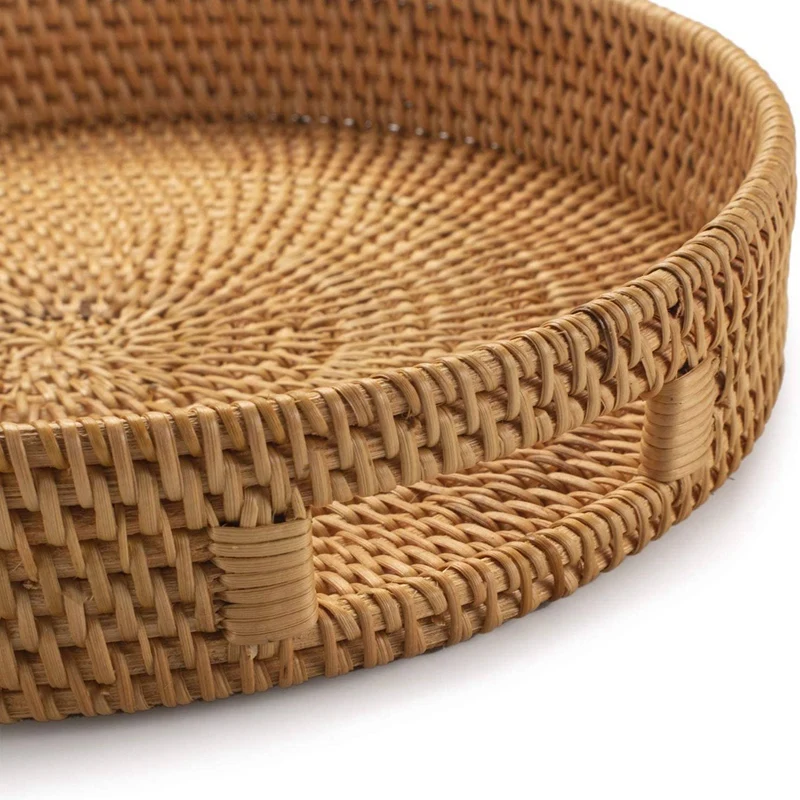 Round Rattan Serving Tray Deco - Rattan Tray Handle 评论和价格