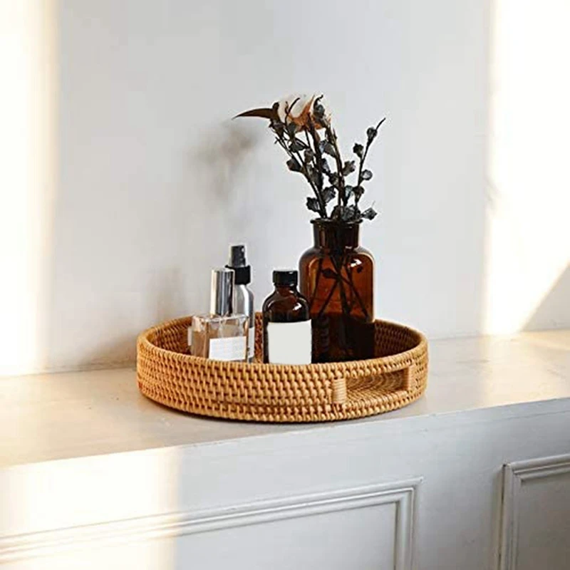 Round Rattan Serving Tray Deco - Rattan Tray Handle 评论和价格