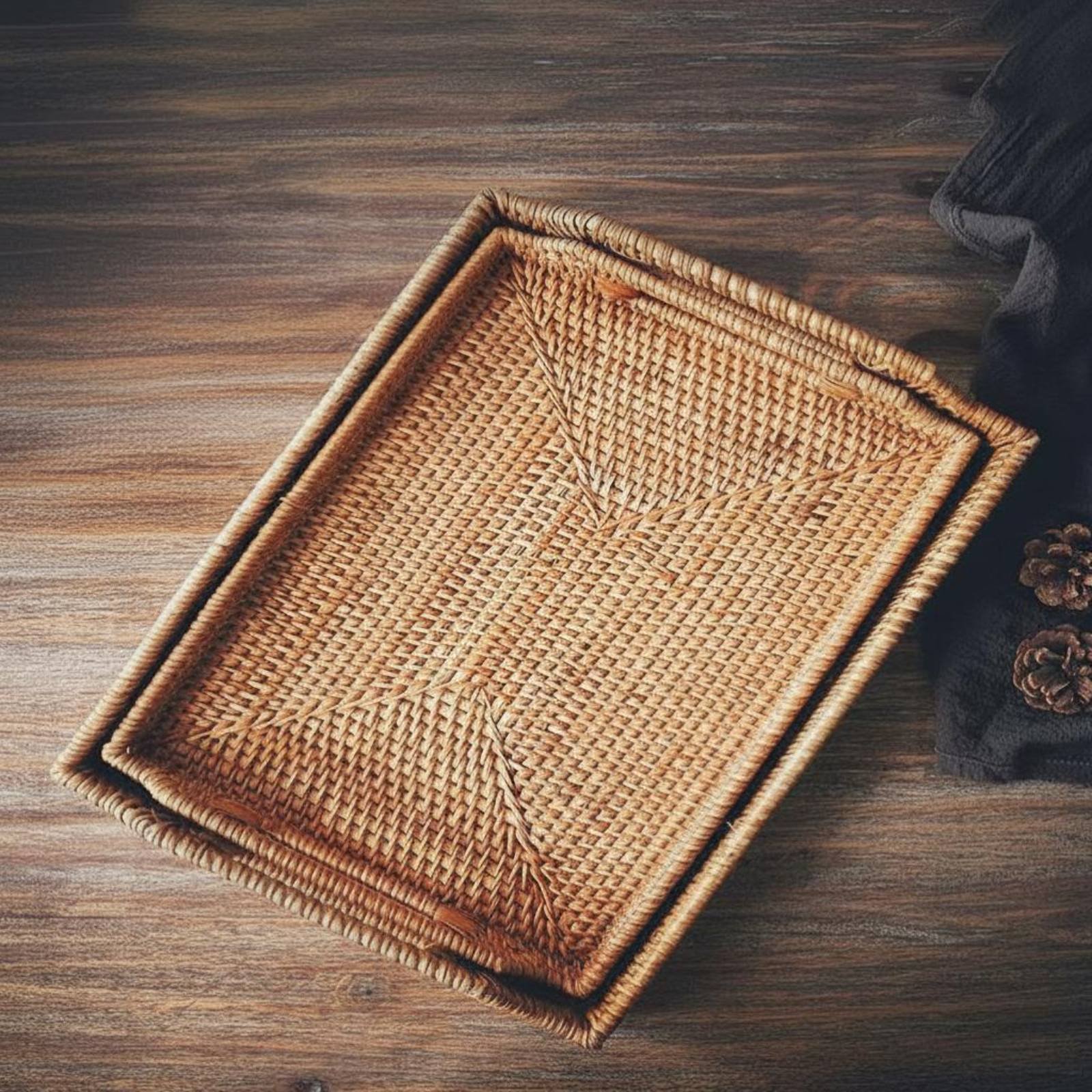 Woven Rattan Tray with Handles - Rattan Tray Handle 评论和价格