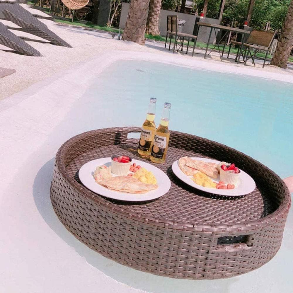 Round Rattan Woven Serving Tra - Rattan Tray Handle 评论和价格
